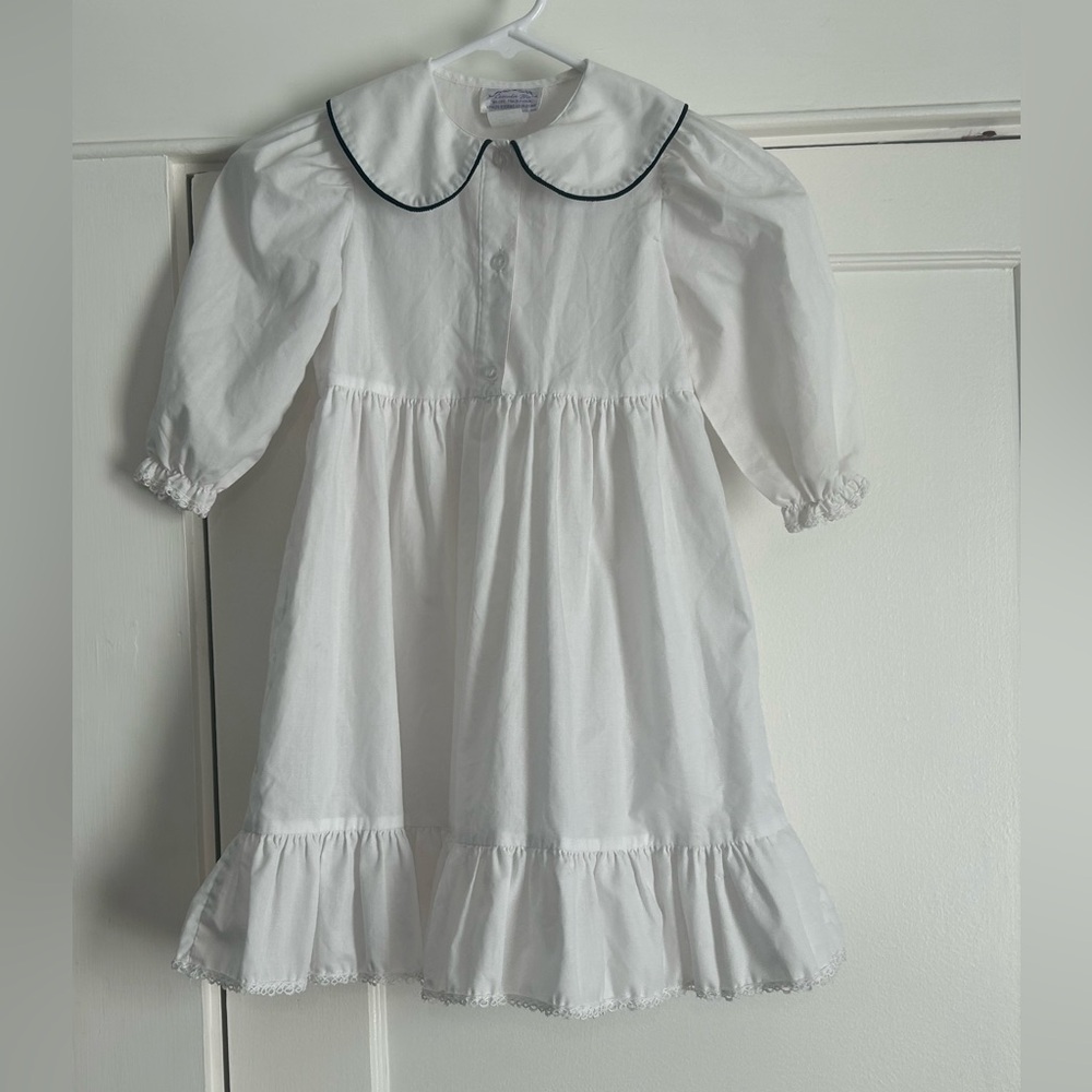Lavender Blue Peter Pan Collar Dress White Lace Trim Girls 3T